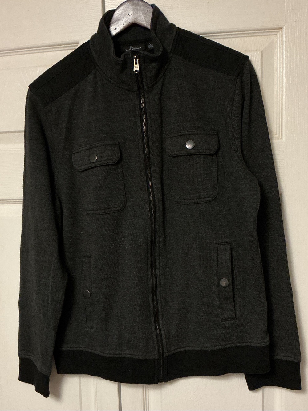 Marc Anthony Men's Charcoal Full-Zip Sweater Jacket